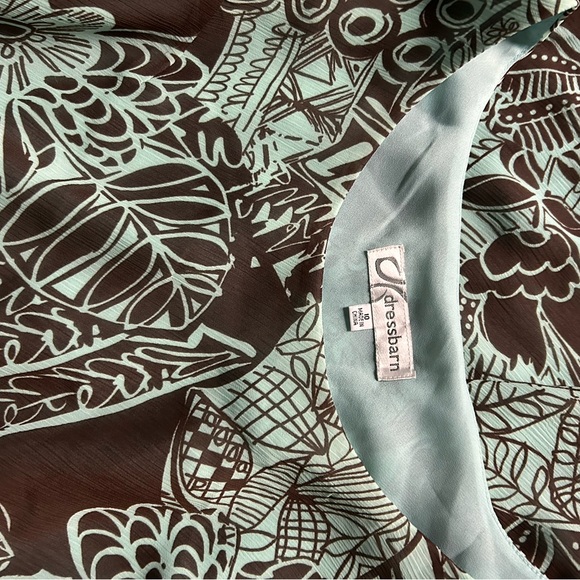 Y2K Dressbarn Teal and Brown Maxi Sleeveless Tiered Dress - Picture 3 of 4